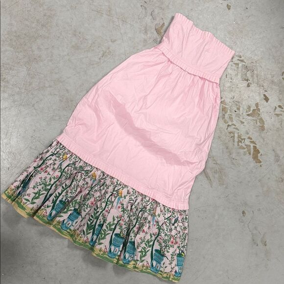 Pink Strapless Dress with Floral Hem - OLIVA JAMES - Brand NWOT Size Small Maxi - Picture 3 of 6